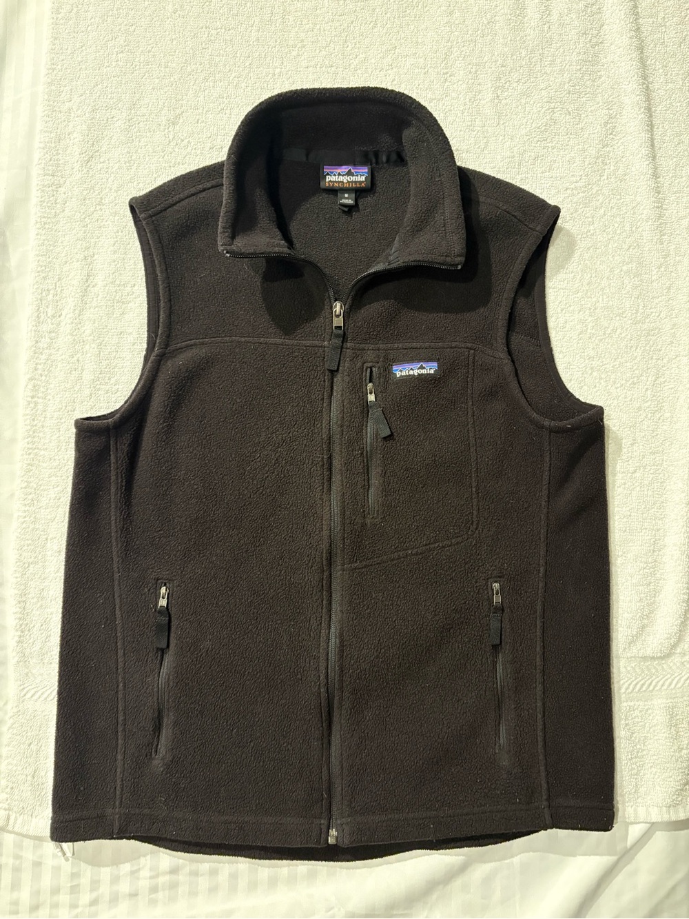 Patagonia Synchilla Men’s Black Fleece Vest - Classic Zip Front medium